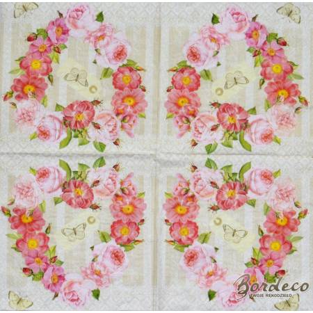 Serwetka do decoupage NOUVEAU serce z róż 33x33